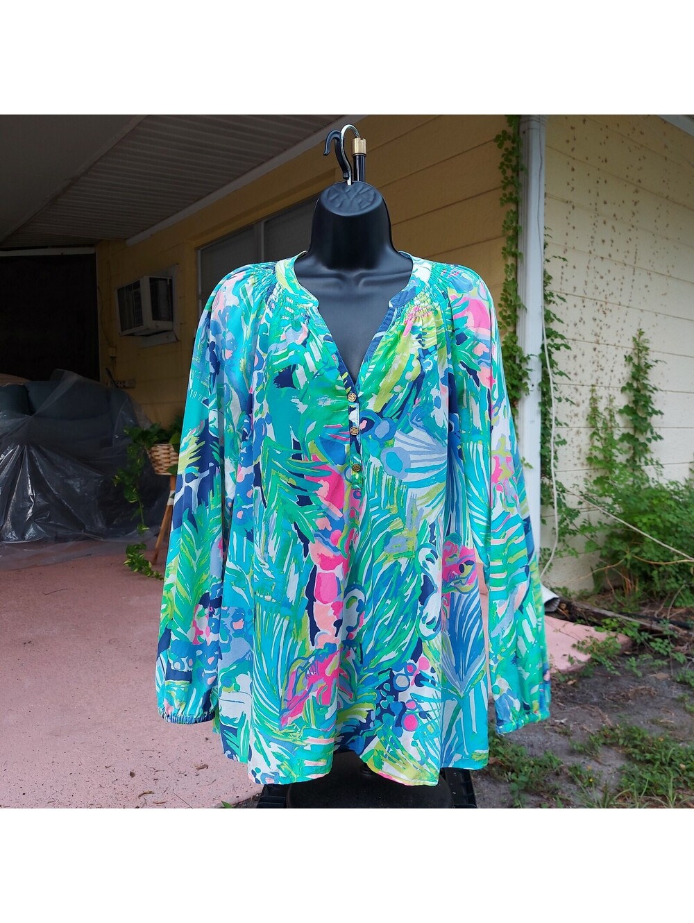 Lilly Pulitzer women's tunic blouse, size L, 100% silk